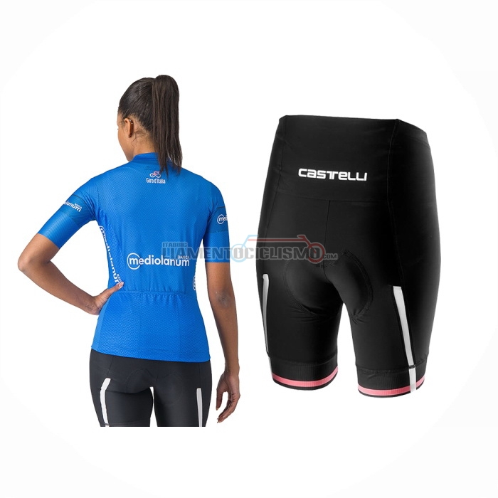 2024 Abbigliamento Ciclismo Donne Giro d'Italia Blu Manica Corta e Salopette